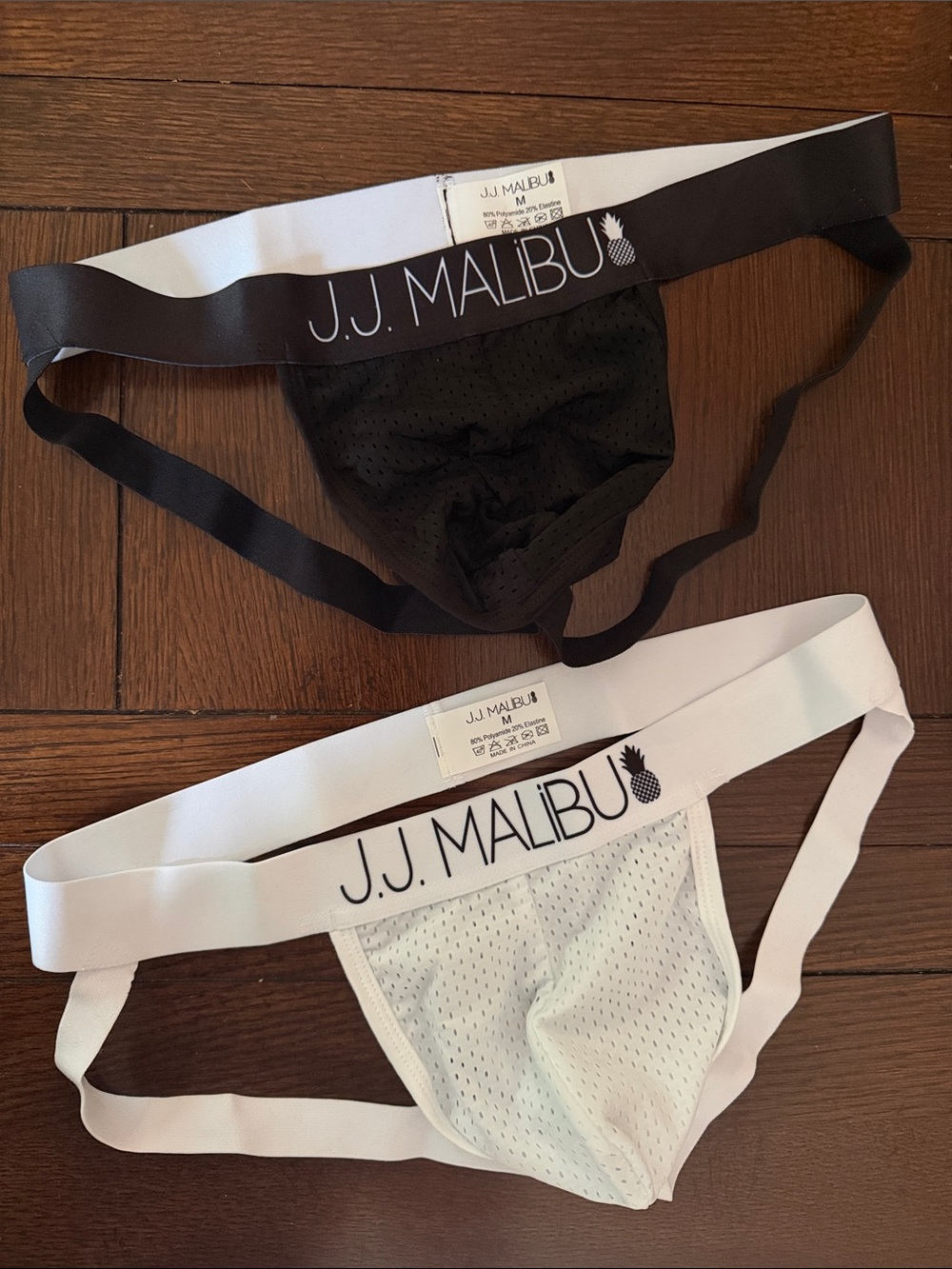 Men's Mesh Jockstrap 2-Pack Bundle - Black & White - Size M